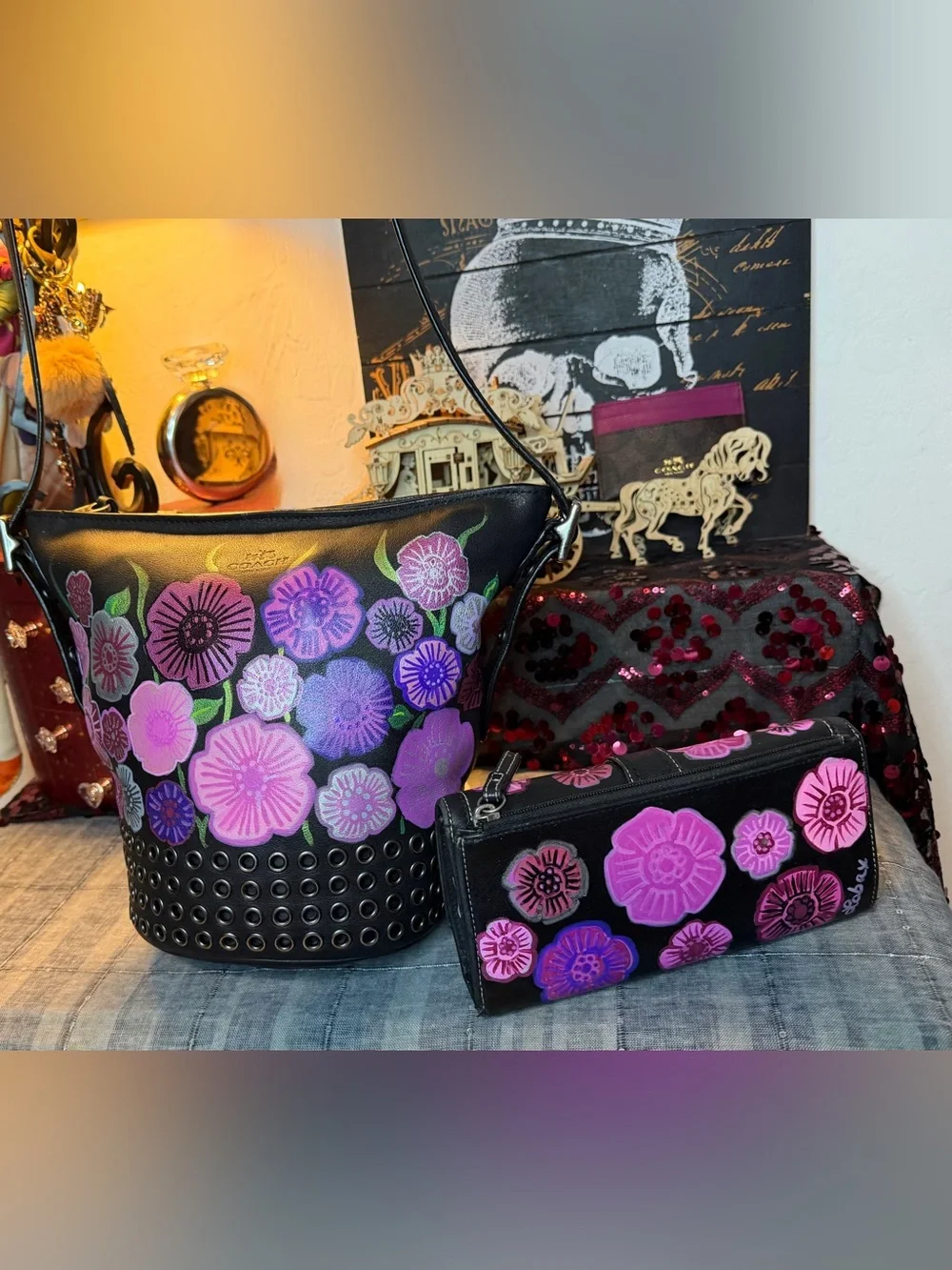 Coach 2014 Bleeker Hobo & SoHo Long Wallet OOAK Set Customized by @je_anne_art